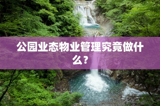 公园业态物业管理究竟做什么？