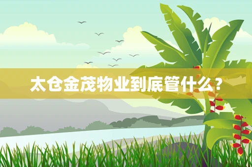 太仓金茂物业到底管什么？
