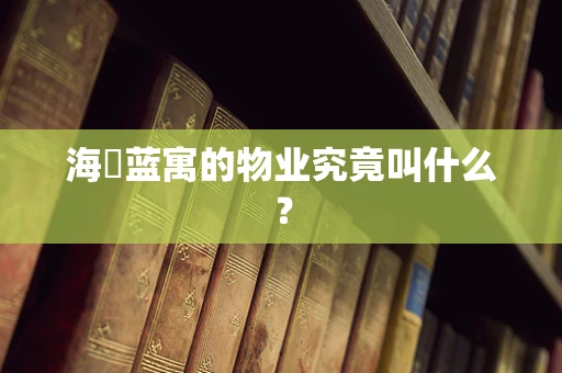 海璟蓝寓的物业究竟叫什么？