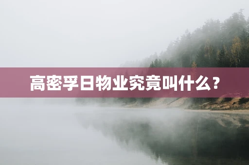 高密孚日物业究竟叫什么？